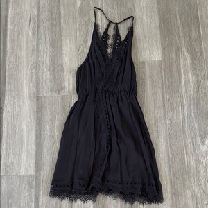 Free People Intimately Paradise City Black Lace Trim Mini Slip Dress NWT